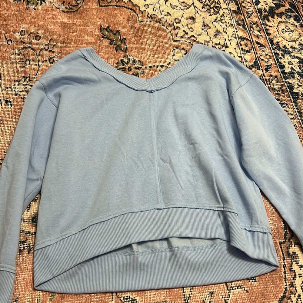 Hippie Rose Light Blue V Neck Sweatshirt